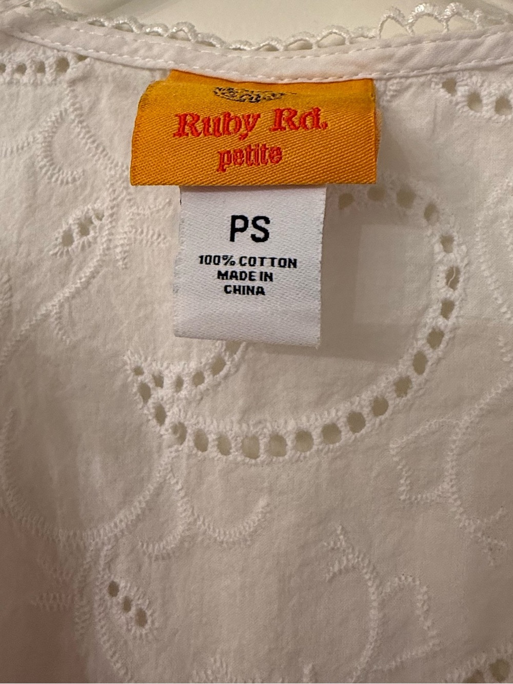 Ruby Rd. White Eyelet Blouse - Picture 3 of 3